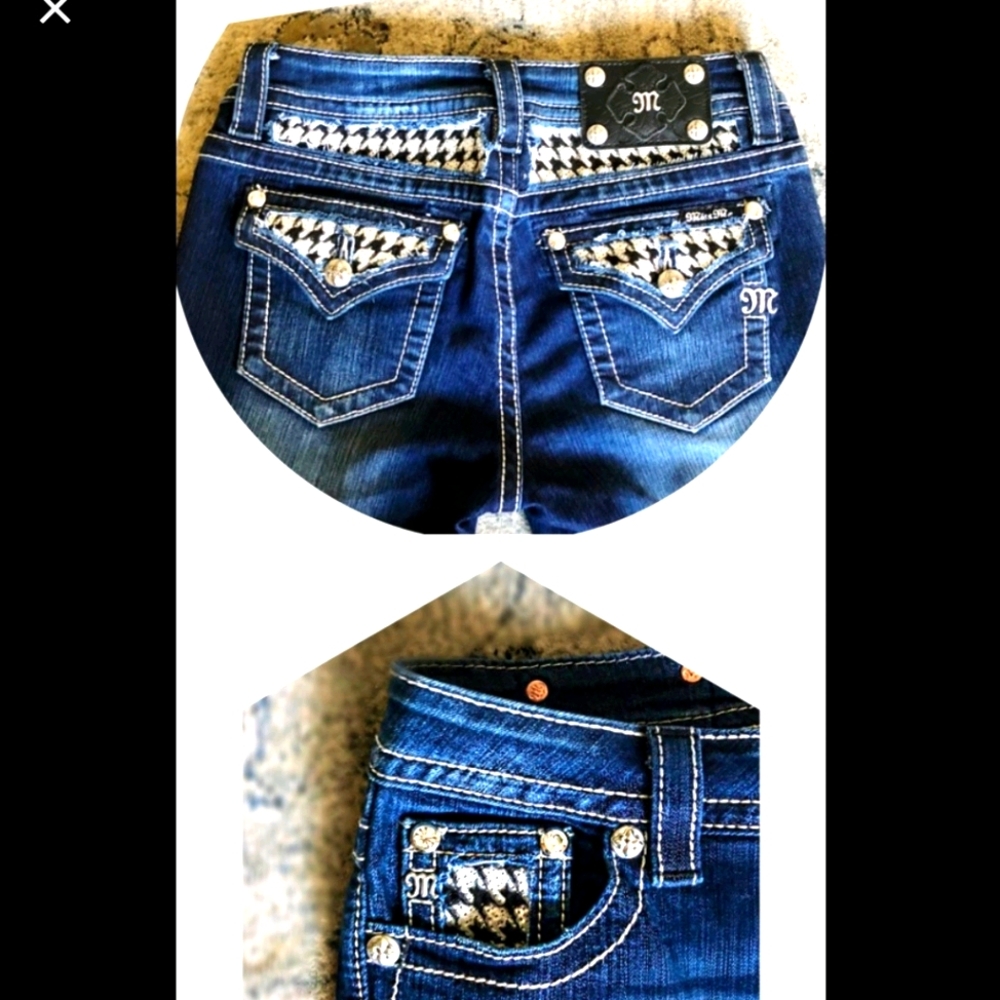Miss Me Houndstooth Embellished Skinny Jeans